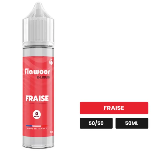 E-liquide Fraise de Flawoor, 50 ml, saveur fraise.
