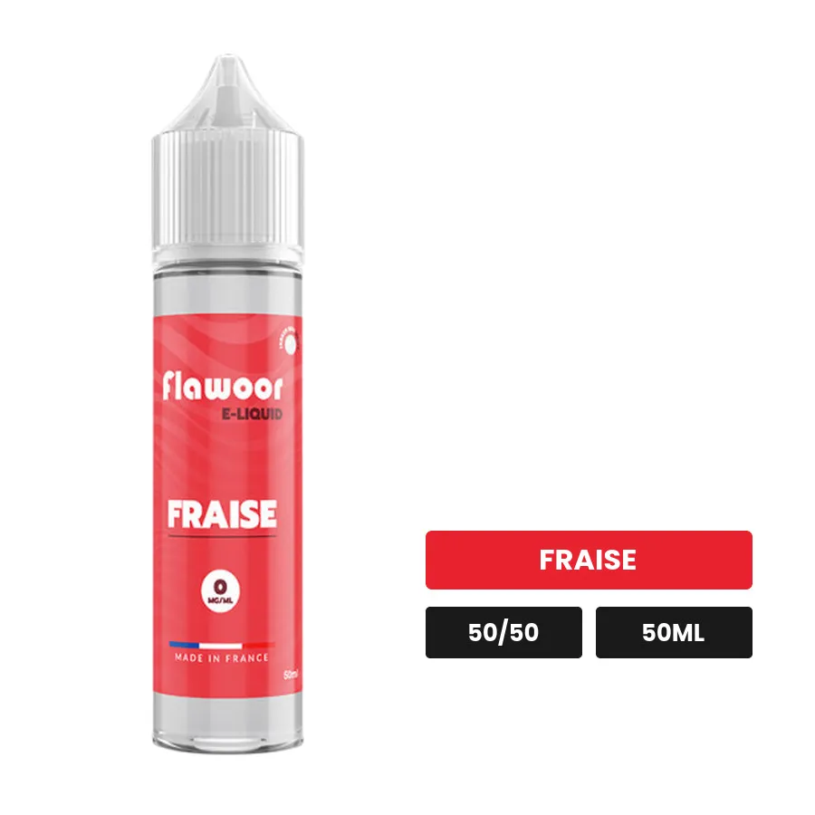 E-liquide Fraise de Flawoor, 50 ml, saveur fraise.
