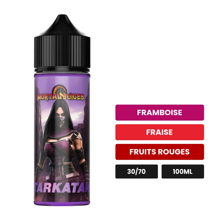 E-liquide Tarkatan d'Extrapure, 100 ml, saveurs framboise, fraise et fruits rouges.