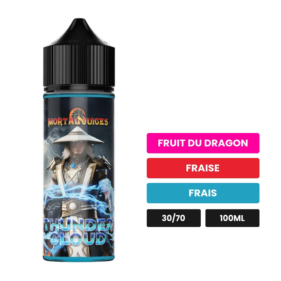E-liquide Thunder Cloud d'Extrapure, 100 ml, saveurs fruit du dragon, fraise et frais.