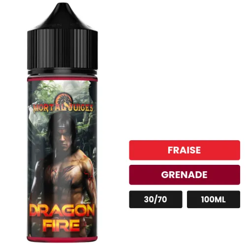 E-liquide Dragon Fire d'Extrapure, 100 ml, saveurs fraise et grenade.