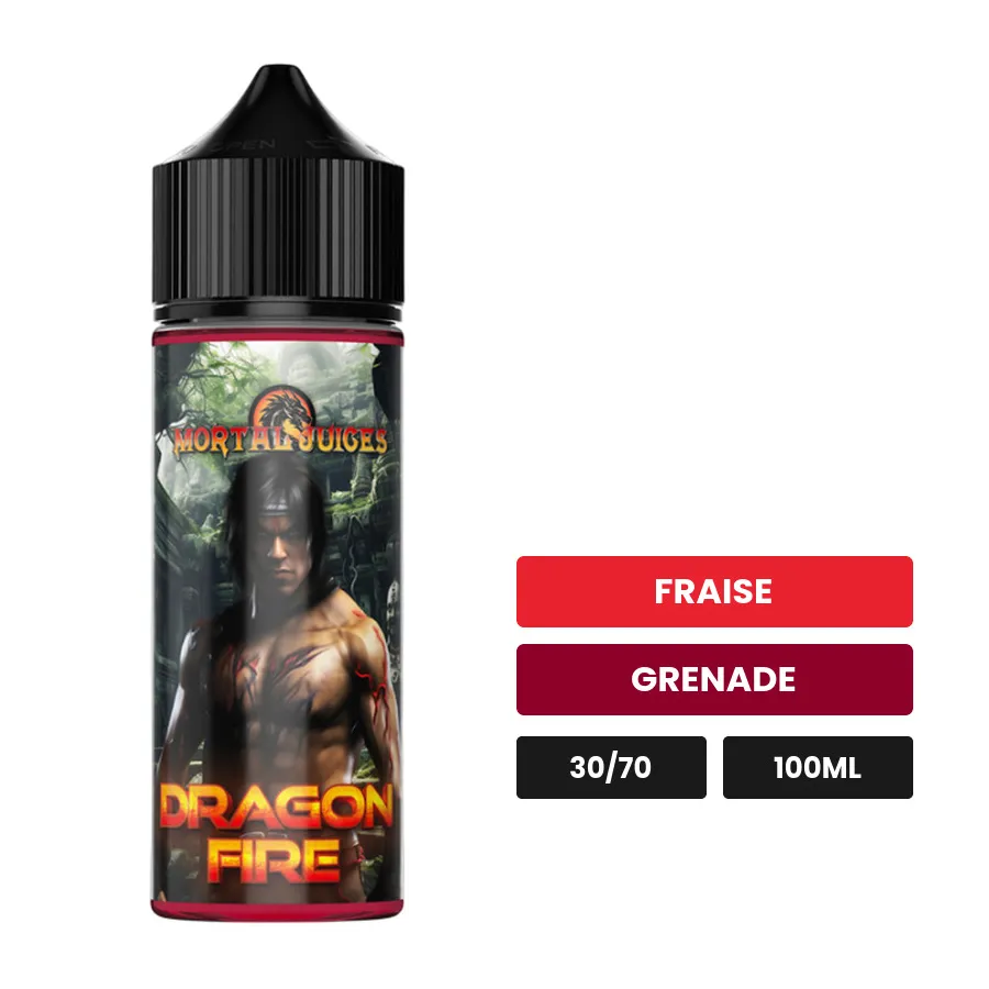 E-liquide Dragon Fire d'Extrapure, 100 ml, saveurs fraise et grenade.