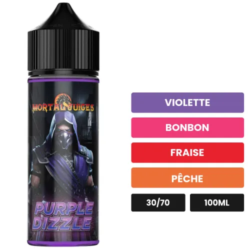 E-liquide Purple Dizzle d'Extrapure, 100 ml, saveurs violette, bonbon, fraise et 1 autre.