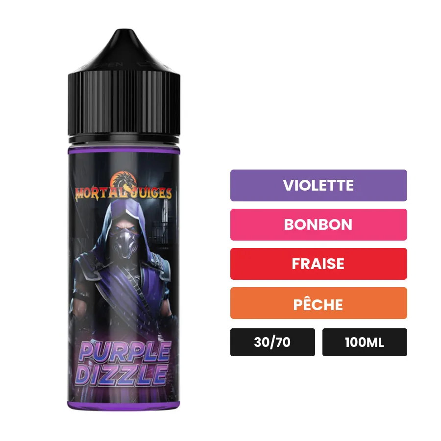 E-liquide Purple Dizzle d'Extrapure, 100 ml, saveurs violette, bonbon, fraise et 1 autre.