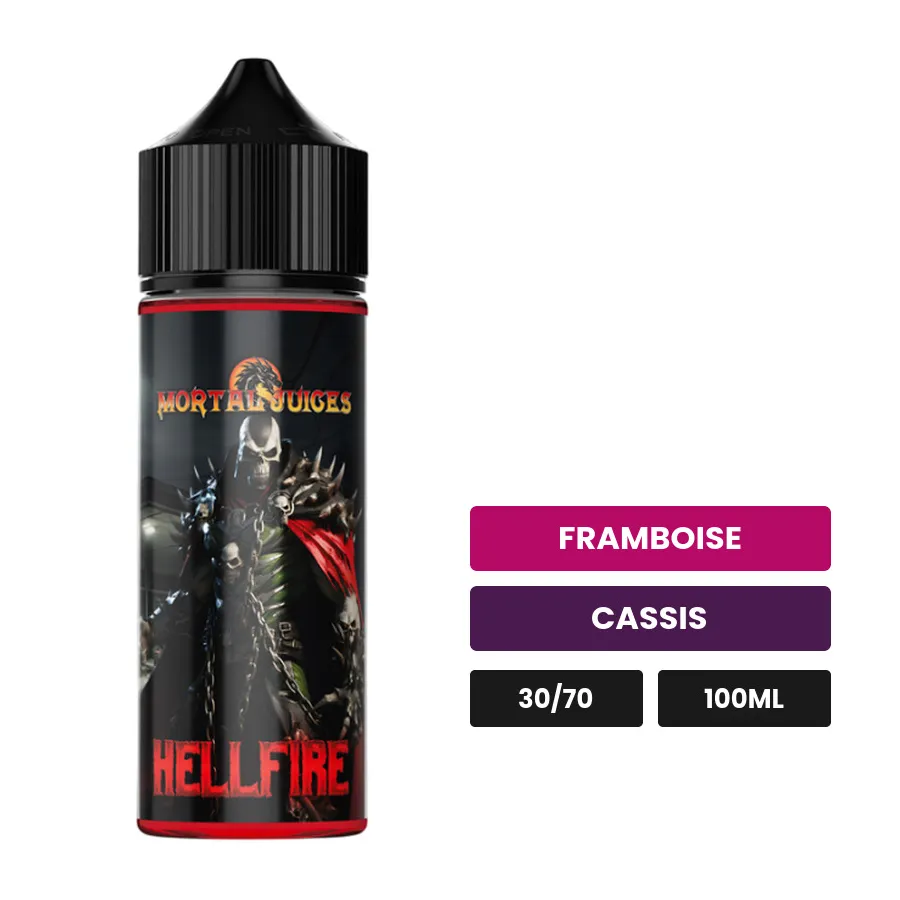 E-liquide Hellfire d'Extrapure, 100 ml, saveurs framboise et cassis.