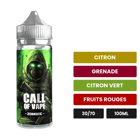 E-liquide Zombie de Cloud Vapor, 100 ml, saveurs citron, grenade, citron vert et 1 autre.