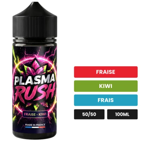 E-liquide Plasma Rush de Cloud Vapor, 100 ml, saveurs fraise, kiwi et frais.
