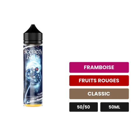 E-liquide Blue Key de Secret's Lab, 50 ml, saveurs framboise, fruits rouges et classic, sans nicotine — prêt à booster de.