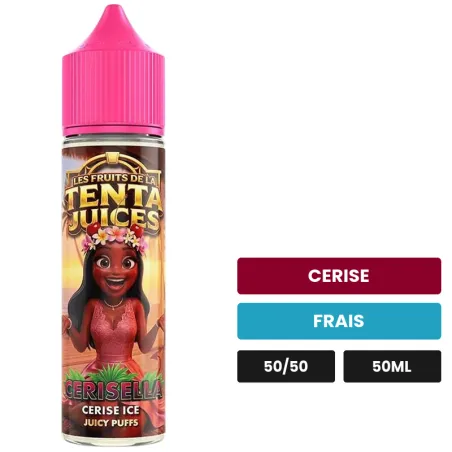 E-liquide Cerisella, 50 ml, saveurs cerise et frais, sans nicotine — prêt à booster de nicotine.