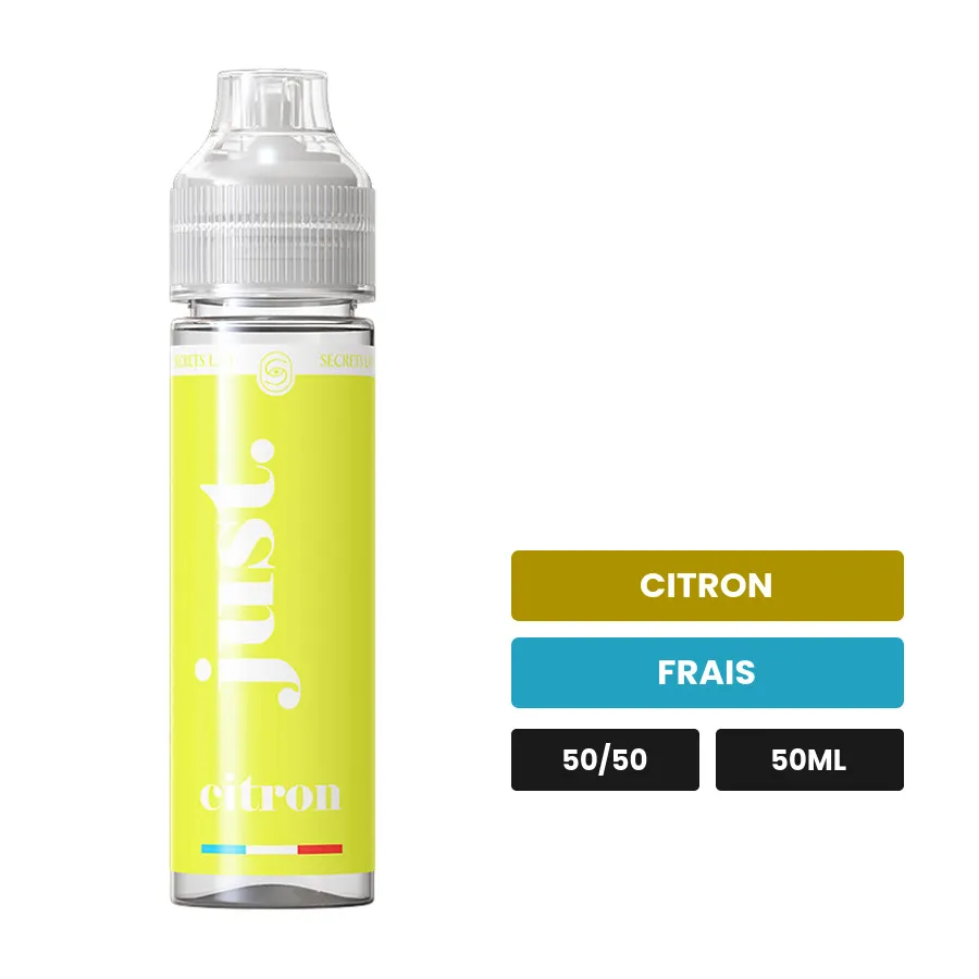 E-liquide Citron de Secret's Lab, 50 ml, saveurs citron et frais, sans nicotine — prêt à booster de nicotine.