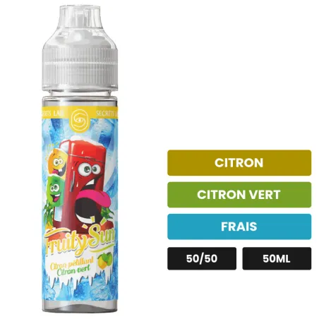 E-liquide Citron Pétillant Citron Vert Fruity Sun de Secret's Lab, 50 ml, saveurs citron, citron vert et frais.