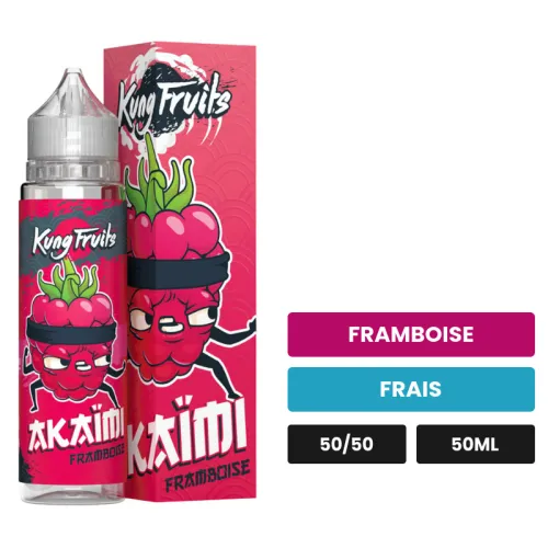 E-liquide Akaimi de Cloud Vapor, 50 ml, saveurs framboise et frais.