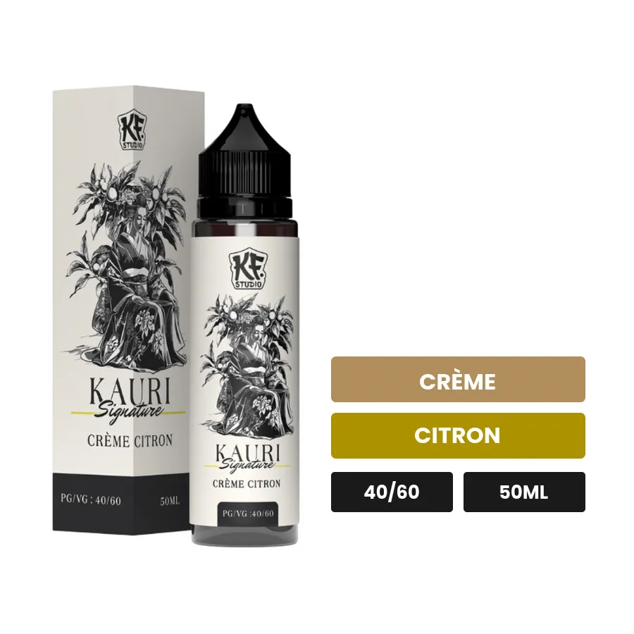 E-liquide Kauri 40 60 de Cloud Vapor, 50 ml, saveurs crème et citron.