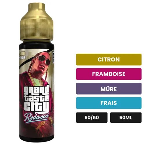 E-liquide Redwood de Cloud Vapor, 50 ml, saveurs citron, framboise, mûre et 1 autre.
