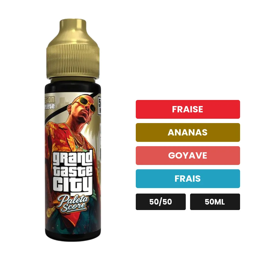 E-liquide Paleta Score de Cloud Vapor, 50 ml, saveurs fraise, ananas, goyave et 1 autre.