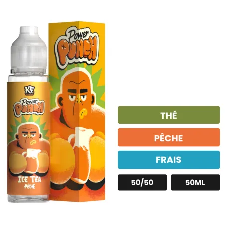 E-liquide Ice Tea Peche de Cloud Vapor, 50 ml, saveurs thé, pêche et frais.