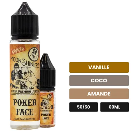E-liquide Poker Face de Le French Liquide, 60 ml, saveurs vanille, coco et amande.