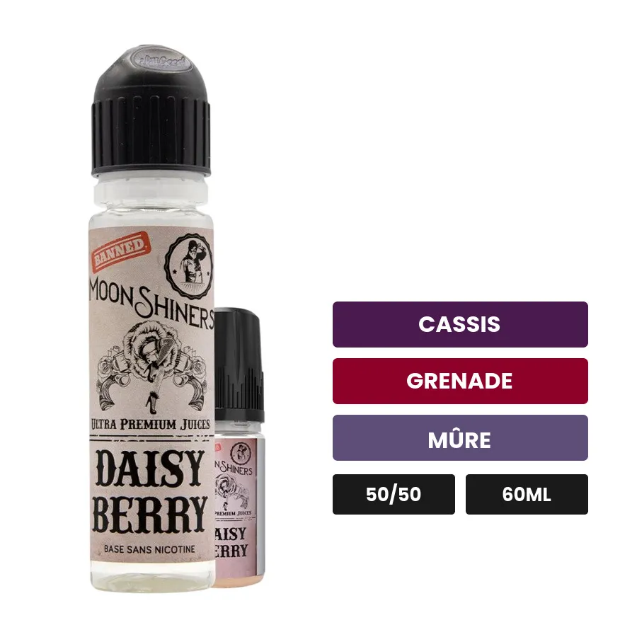 E-liquide Daisy Berry de Le French Liquide, 60 ml, saveurs cassis, grenade et mûre.