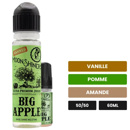 E-liquide Big Apple de Le French Liquide, 60 ml, saveurs vanille, pomme et amande.