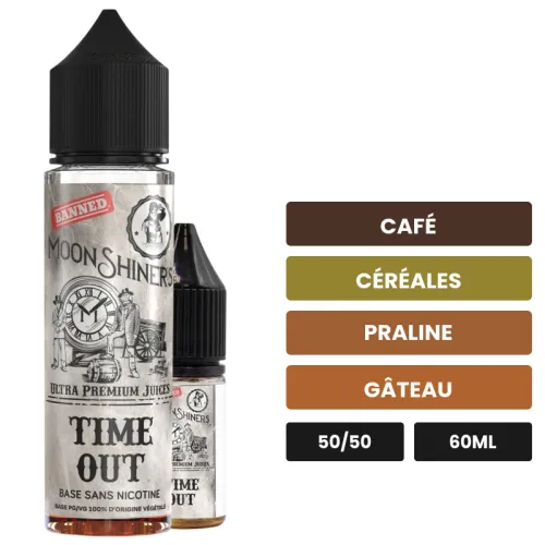 E-liquide Time Out de Le French Liquide, 60 ml, saveurs café, céréales, praline et 1 autre.
