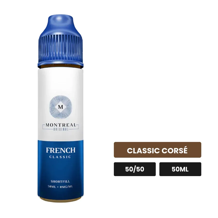 E-liquide French Classic de Montreal Original, 50 ml, saveur classic corsé, sans nicotine — prêt à booster de nicotine.