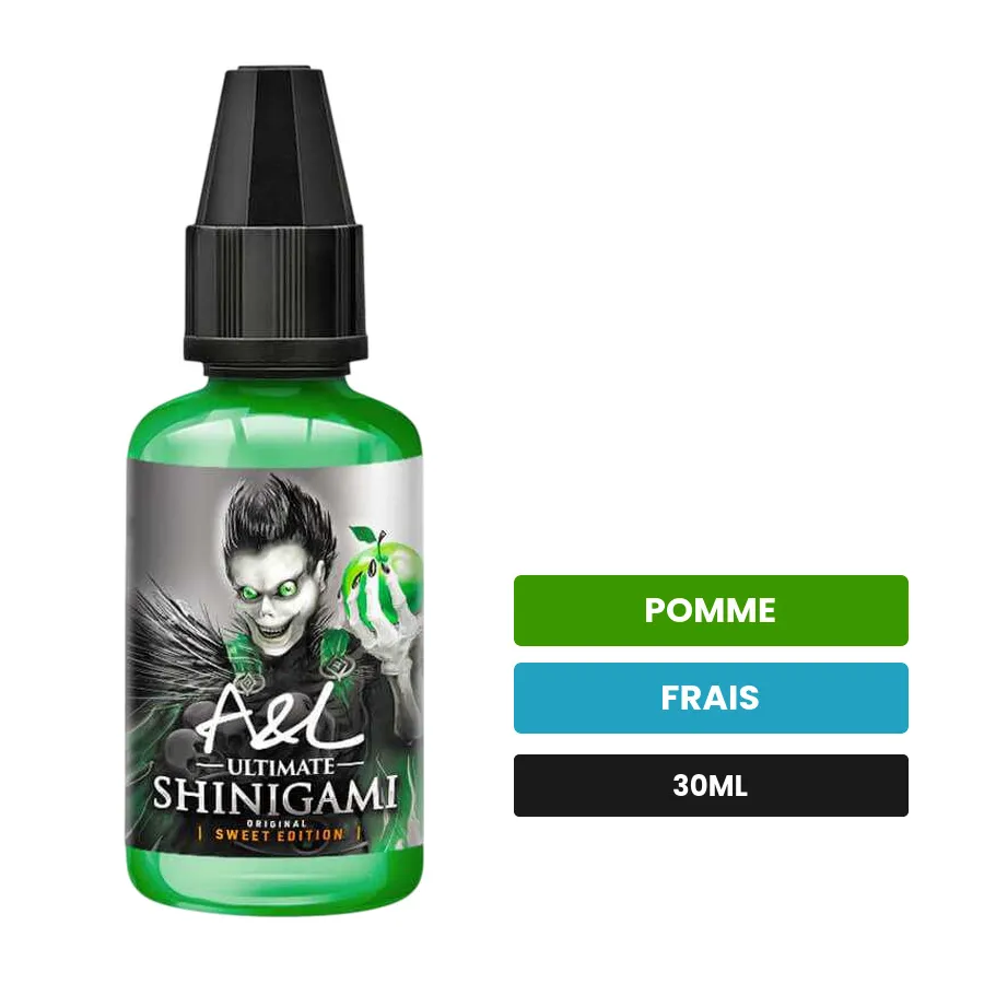 Arome concentre Shinigami Sweet Edition d'A&l, 30 ml, saveurs pomme et frais, sans nicotine — arôme à diluer de nicotine.