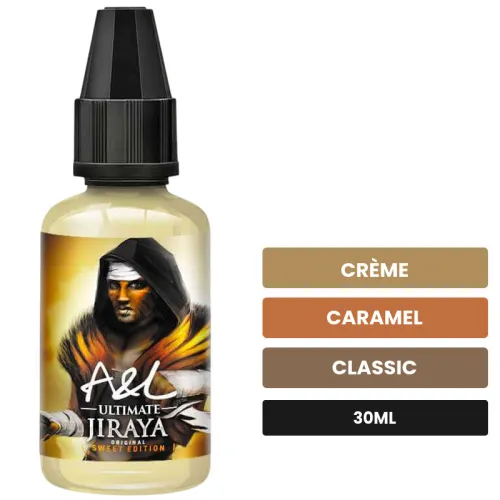 Arome concentre Jiraya SWEET EDITION FR/ES/EN 10ml Ultimate d'A&l, 30 ml, saveurs crème, caramel et classic.