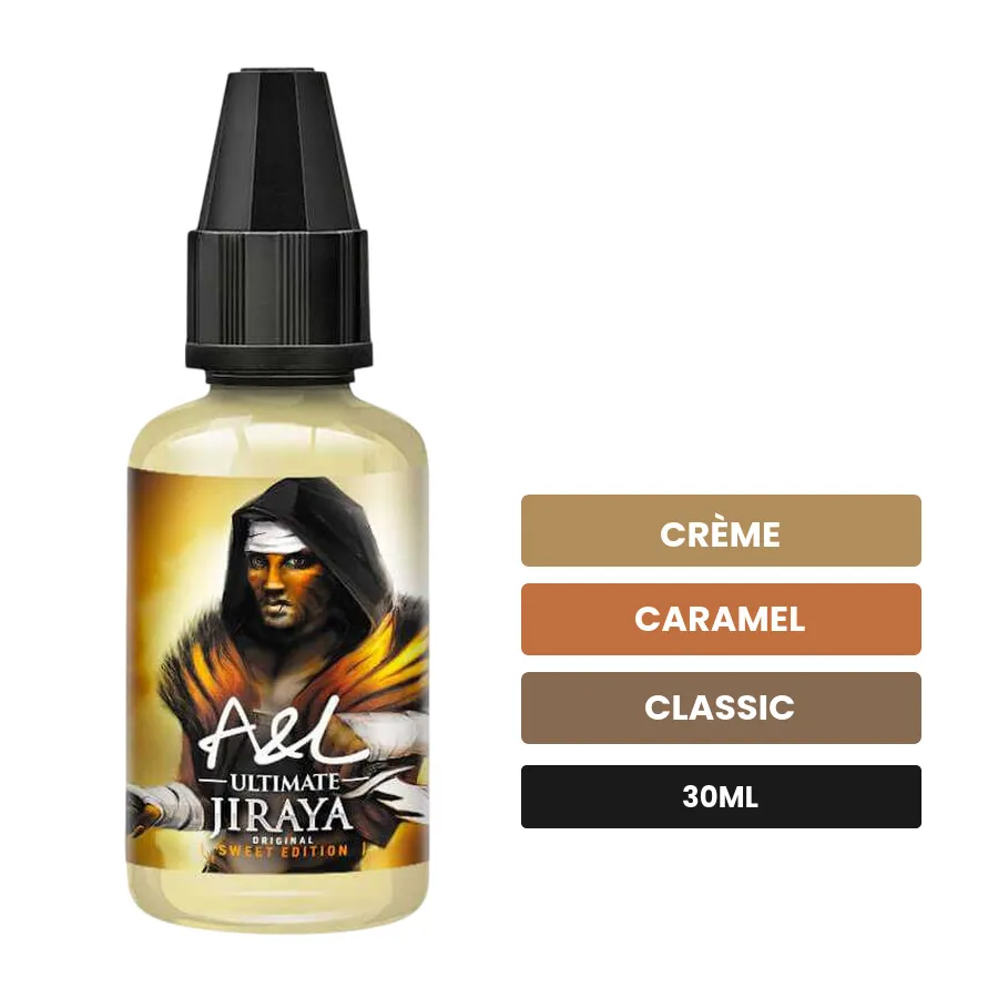 Arome concentre Jiraya SWEET EDITION FR/ES/EN 10ml Ultimate d'A&l, 30 ml, saveurs crème, caramel et classic.