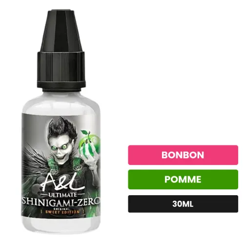 Arome concentre Shinigami Zero SWEET EDITION d'A&l, 30 ml, saveurs bonbon et pomme, sans nicotine — arôme à diluer de.