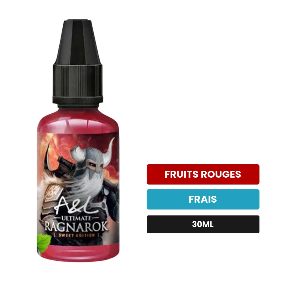 Arome concentre Ragnarok Legend SWEET EDITION d'A&l, 30 ml, saveurs fruits rouges et frais, sans nicotine — arôme à diluer.