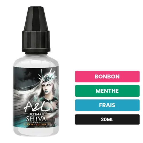 Arome concentre Shiva SWEET EDITION d'A&l, 30 ml, saveurs bonbon, menthe et frais, sans nicotine — arôme à diluer de nicotine.