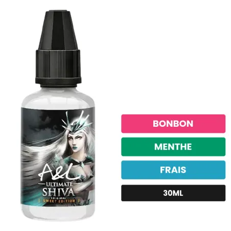 Arome concentre Shiva SWEET EDITION d'A&l, 30 ml, saveurs bonbon, menthe et frais, sans nicotine — arôme à diluer de nicotine.