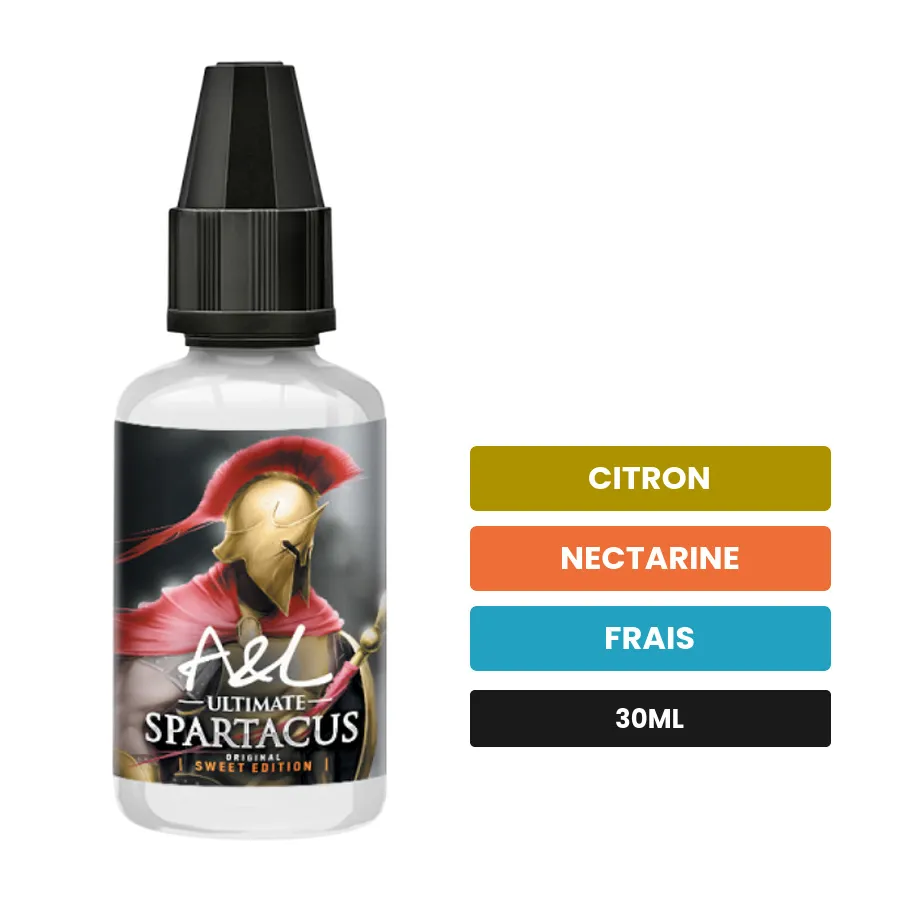 Arome concentre Spartacus SWEET EDITION d'A&l, 30 ml, saveurs citron, nectarine et frais, sans nicotine — arôme à diluer de.