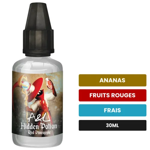 Arome concentre Red Pineapple d'A&l, 30 ml, saveurs ananas, fruits rouges et frais, sans nicotine — arôme à diluer de.