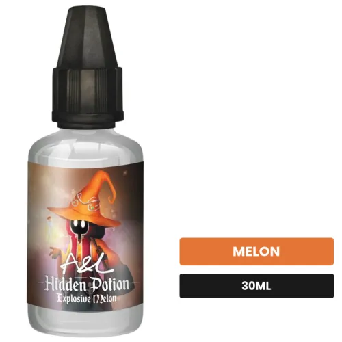 Arome concentre Explosive Melon d'A&l, 30 ml, saveur melon, sans nicotine — arôme à diluer de nicotine.