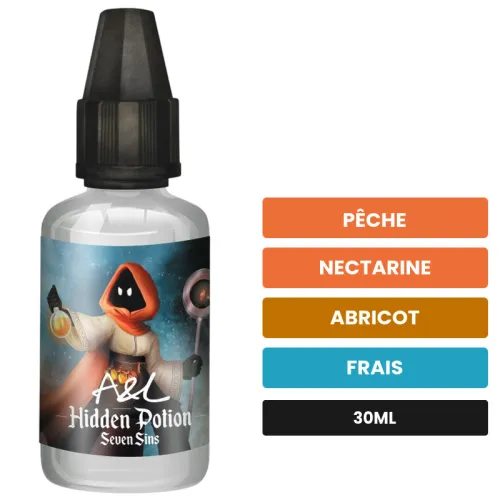 Arome concentre Seven Sins d'A&l, 30 ml, saveurs pêche, nectarine, abricot et 1 autre, sans nicotine — arôme à diluer de.