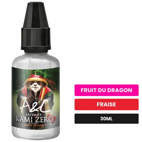 Arome concentre Kami Zero d'A&l, 30 ml, saveurs fruit du dragon et fraise, sans nicotine — arôme à diluer de nicotine.
