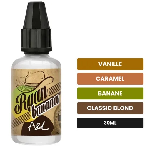 Arome concentre Ryan Banana d'A&l, 30 ml, saveurs vanille, caramel, banane et 1 autre, sans nicotine — arôme à diluer de.