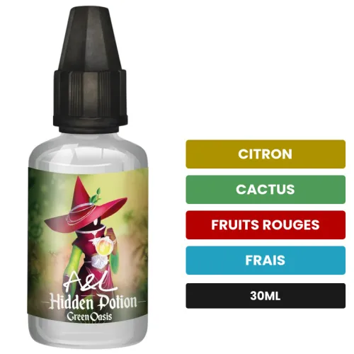 Arome concentre Green Oasis d'A&l, 30 ml, saveurs citron, cactus, fruits rouges et 1 autre, sans nicotine — arôme à diluer.
