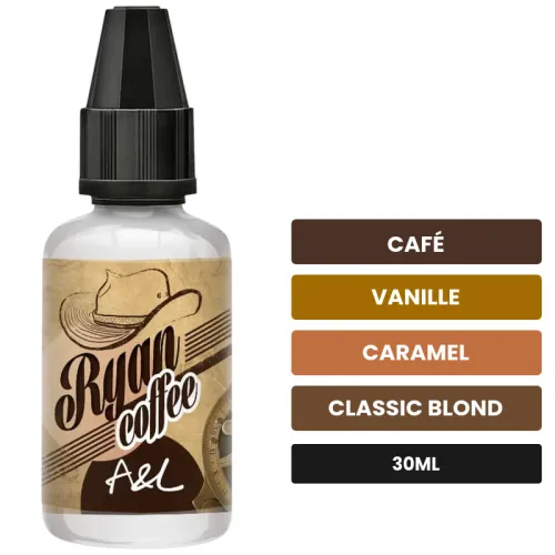 Arome concentre Ryan Coffee d'A&l, 30 ml, saveurs café, vanille, caramel et 1 autre, sans nicotine — arôme à diluer de.