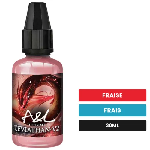 Arome concentre Leviathan V2 SWEET EDITION d'A&l, 30 ml, saveurs fraise et frais, sans nicotine — arôme à diluer de nicotine.