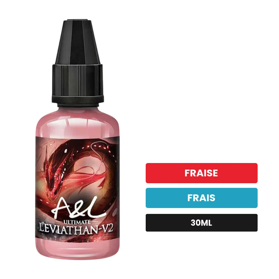 Arome concentre Leviathan V2 SWEET EDITION d'A&l, 30 ml, saveurs fraise et frais, sans nicotine — arôme à diluer de nicotine.