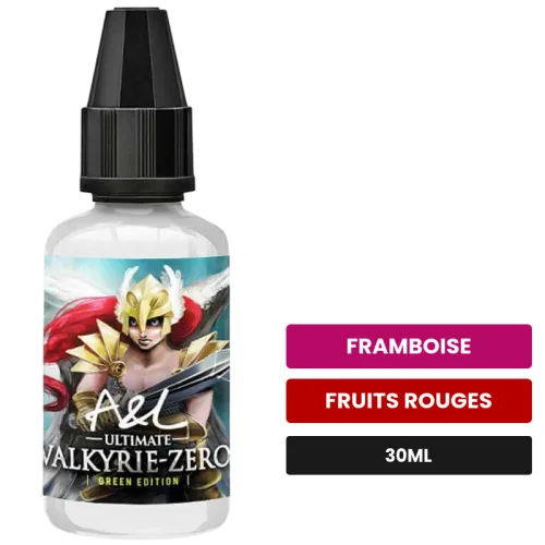 Arome concentre Valkyrie Zero SWEET EDITION d'A&l, 30 ml, saveurs framboise et fruits rouges, sans nicotine — arôme à diluer.