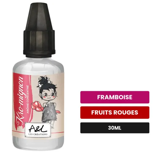 Arome concentre Kro-Mignon d'A&l, 30 ml, saveurs framboise et fruits rouges, sans nicotine — arôme à diluer de nicotine.