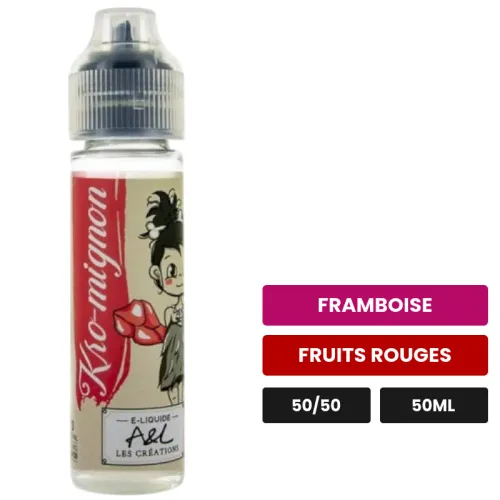 E-liquide Kro-Mignon d'A&l, 50 ml, saveurs framboise et fruits rouges, sans nicotine — prêt à booster de nicotine.
