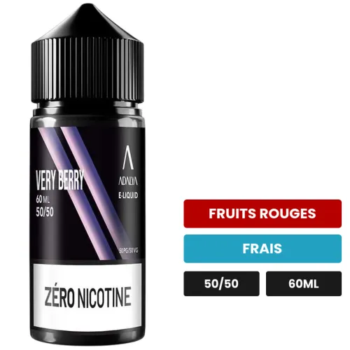 E-liquide Very Berry d'Adalya, 60 ml, saveurs fruits rouges et frais.