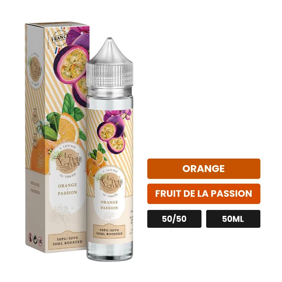E-liquide Orange Passion de Savourea, 50 ml, saveurs orange et fruit de la passion.