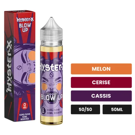 E-liquide Hyster X Blow Up de Savourea, 50 ml, saveurs melon, cerise et cassis.
