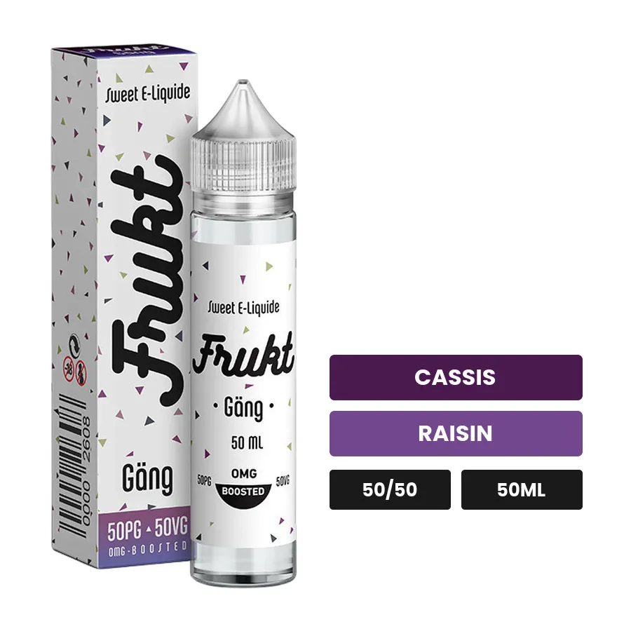 E-liquide Gang de Savourea, 50 ml, saveurs cassis et raisin.