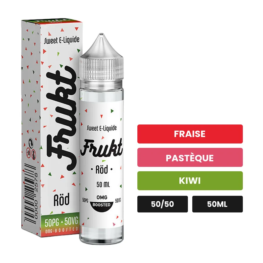 E-liquide Rod de Savourea, 50 ml, saveurs fraise, pastèque et kiwi.